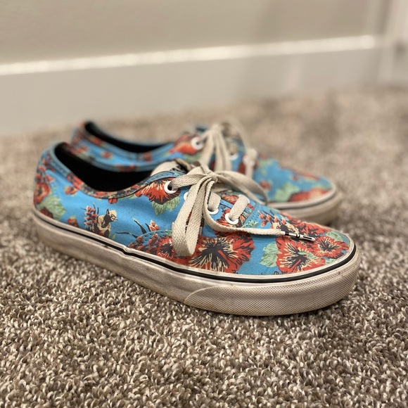 Vans Star Wars Authentic Yoda Hawaii Aloha Blue Flowers Print Sneakers - Picture 1 of 9